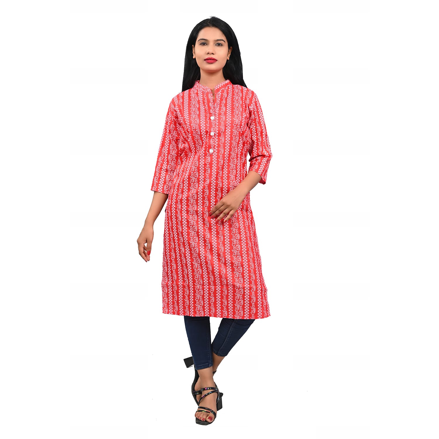 ROFIT WOMENS RED PRINTED KURTI